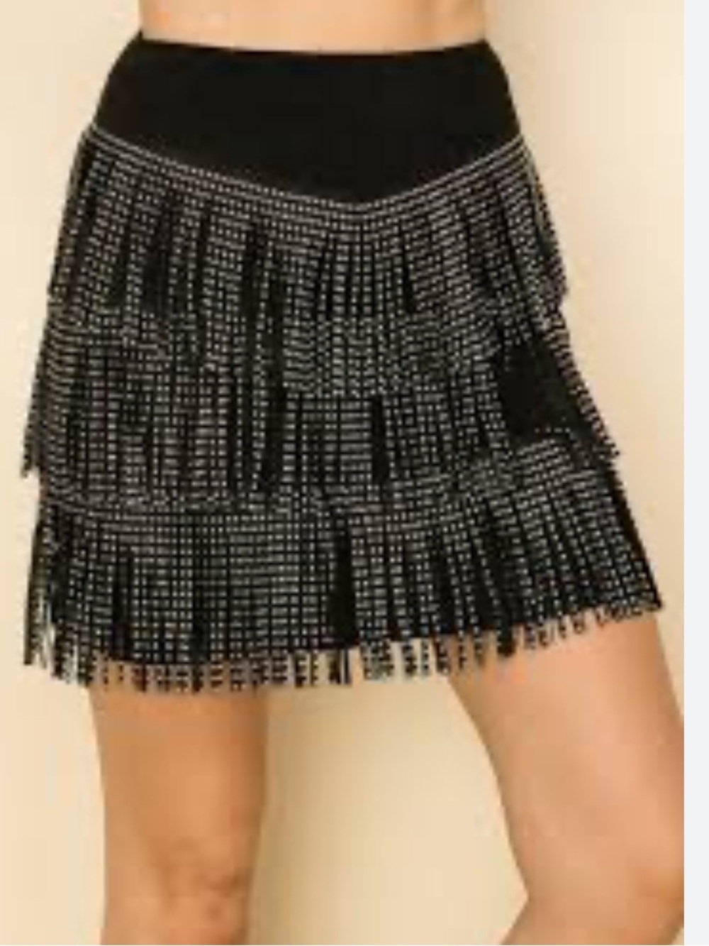 VOCAL FRINGE LAYERED MINI SKIRT LARGE